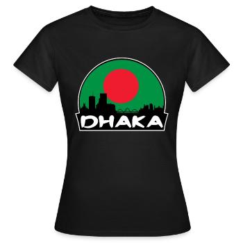 Dhaka Bangladesh Flag Skyline Silhouette Travel - Women's T-Shirt - black - Front - AI Model Female 172 dark (172cm)