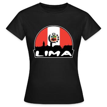 Lima Peru Flagge Skyline Silhouette Reisen - Frauen T-Shirt - Schwarz - Vorne - AI Model Female 172 dark (172cm)