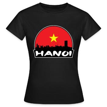 Hanoi Vietnam Flag Skyline Silhouette Voyage - T-shirt Femme - noir - Devant - AI Model Female 172 dark (172cm)