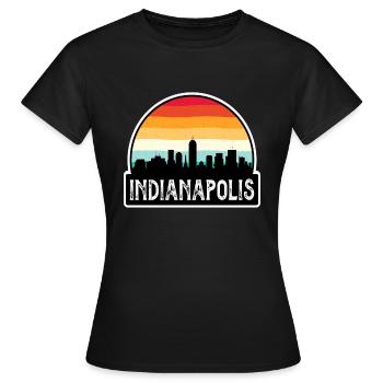 Indianapolis Indiana USA Flagge Skyline Reise Souve - Frauen T-Shirt - Schwarz - Vorne - AI Model Female 172 dark (172cm)