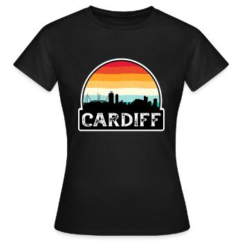 Cardiff Wales Flag Skyline Souvenir de voyage - T-shirt Femme - noir - Devant - AI Model Female 172 dark (172cm)
