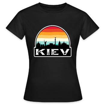 Kiew Ukraine Flagge Skyline Reisesouvenir - Frauen T-Shirt - Schwarz - Vorne - AI Model Female 172 dark (172cm)
