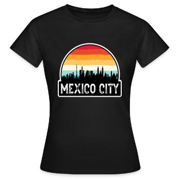 Mexiko-Stadt Mexiko-Flagge Skyline Reise-Souvenir - Frauen T-Shirt - Schwarz - Vorne - AI Model Female 172 dark (172cm)
