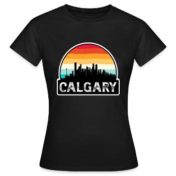 Calgary Kanada Flagge Skyline Reisesouvenir - Frauen T-Shirt - Schwarz - Vorne - AI Model Female 172 dark (172cm)