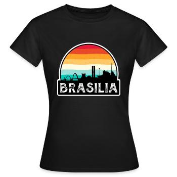 Brasilia Brazil Flag Skyline Travel Souvenir - Women's T-Shirt - black - Front - AI Model Female 172 dark (172cm)