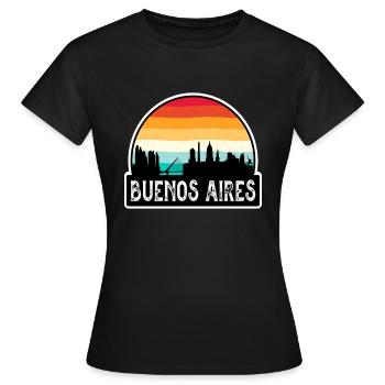 Buenos Aires Argentina Flag Skyline Travel Souveni - Women's T-Shirt - black - Front - AI Model Female 172 dark (172cm)