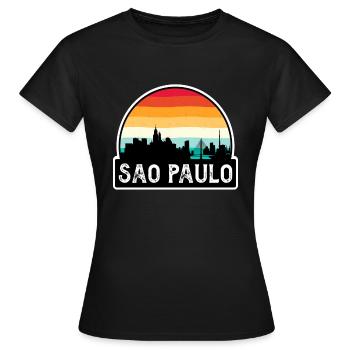 Sao Paulo Brésil Flag Skyline Souvenir de voyage - T-shirt Femme - noir - Devant - AI Model Female 172 dark (172cm)