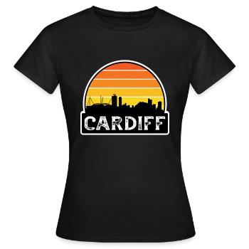 Cardiff Wales Flag Skyline Souvenir de voyage - T-shirt Femme - noir - Devant - AI Model Female 172 dark (172cm)