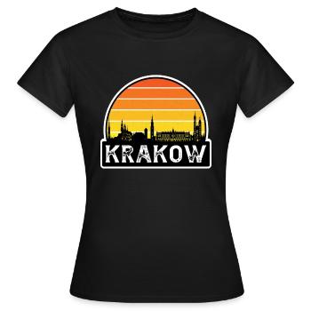 Krakau Polen Flagge Skyline Reisesouvenir - Frauen T-Shirt - Schwarz - Vorne - AI Model Female 172 dark (172cm)