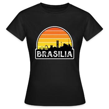 Brasilia Brazil Flag Skyline Travel Souvenir - Women's T-Shirt - black - Front - AI Model Female 172 dark (172cm)
