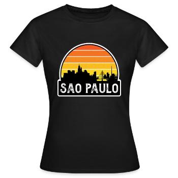 Sao Paulo Brésil Flag Skyline Souvenir de voyage - T-shirt Femme - noir - Devant - AI Model Female 172 dark (172cm)