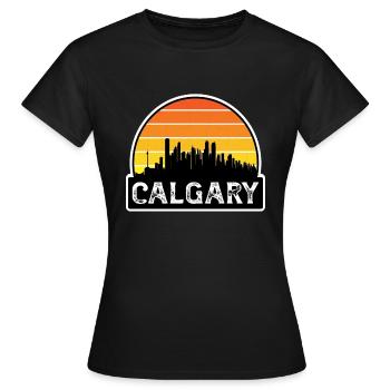 Calgary Kanada Flagge Skyline Reisesouvenir - Frauen T-Shirt - Schwarz - Vorne - AI Model Female 172 dark (172cm)