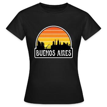 Buenos Aires Argentine Flag Skyline Travel Souveni - T-shirt Femme - noir - Devant - AI Model Female 172 dark (172cm)