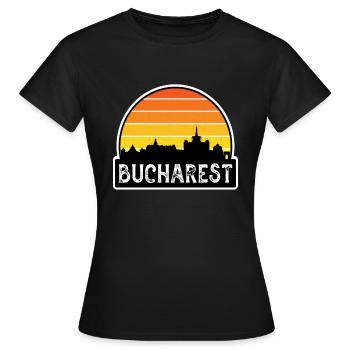 Bukarest Rumänien Flagge Skyline Reisesouvenir - Frauen T-Shirt - Schwarz - Vorne - AI Model Female 172 dark (172cm)