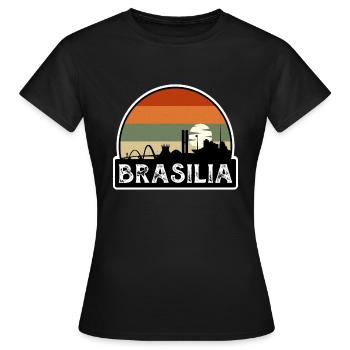 Brasilia Brazil Flag Skyline Travel Souvenir - Women's T-Shirt - black - Front - AI Model Female 172 dark (172cm)