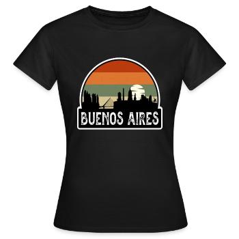 Buenos Aires Argentina Flag Skyline Travel Souveni - Women's T-Shirt - black - Front - AI Model Female 172 dark (172cm)