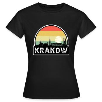 Krakau Polen Flagge Skyline Reisesouvenir - Frauen T-Shirt - Schwarz - Vorne - AI Model Female 172 dark (172cm)