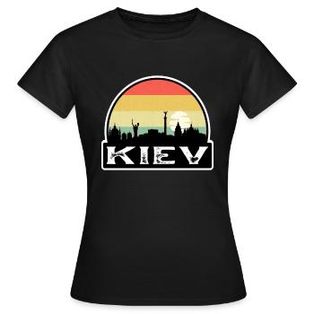 Kiew Ukraine Flagge Skyline Reisesouvenir - Frauen T-Shirt - Schwarz - Vorne - AI Model Female 172 dark (172cm)