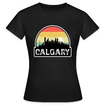 Calgary Kanada Flagge Skyline Reisesouvenir - Frauen T-Shirt - Schwarz - Vorne - AI Model Female 172 dark (172cm)