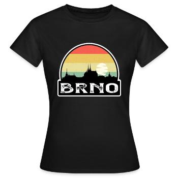Brünn Tschechien Flagge Skyline Reisesouvenir - Frauen T-Shirt - Schwarz - Vorne - AI Model Female 172 dark (172cm)