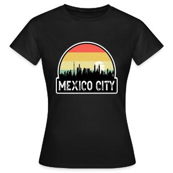 Mexiko-Stadt Mexiko-Flagge Skyline Reise-Souvenir - Frauen T-Shirt - Schwarz - Vorne - AI Model Female 172 dark (172cm)