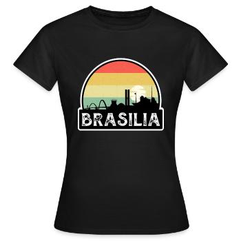 Brasilia Brazil Flag Skyline Travel Souvenir - Women's T-Shirt - black - Front - AI Model Female 172 dark (172cm)