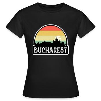 Bukarest Rumänien Flagge Skyline Reisesouvenir - Frauen T-Shirt - Schwarz - Vorne - AI Model Female 172 dark (172cm)