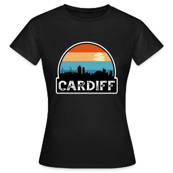 Cardiff Wales Flag Skyline Souvenir de voyage - T-shirt Femme - noir - Devant - AI Model Female 172 dark (172cm)