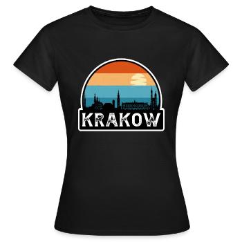 Krakau Polen Flagge Skyline Reisesouvenir - Frauen T-Shirt - Schwarz - Vorne - AI Model Female 172 dark (172cm)