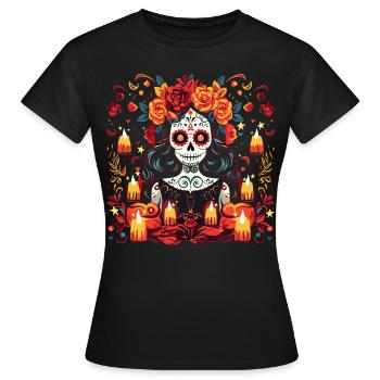Los Muertos Jour Des Morts Femme Halloween - T-shirt Femme - noir - Devant - AI Model Female 172 dark (172cm)
