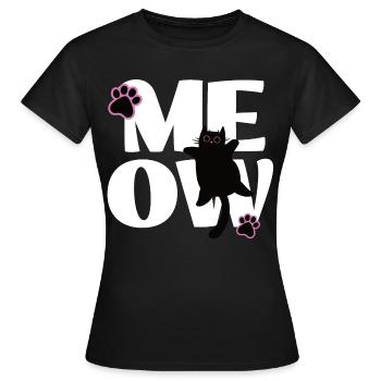 Chemise Chat Drôle - Anime Chat Motif miaou - T-shirt Femme - noir - Devant - AI Model Female 172 dark (172cm)