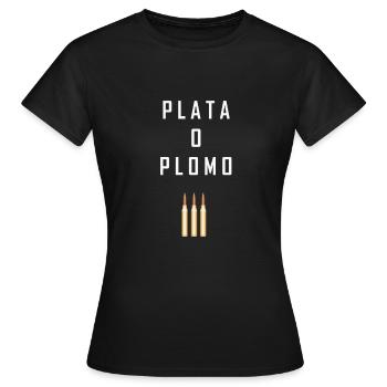 Mafia - PLATA O PLOMO - Frauen T-Shirt - Schwarz - Vorne - AI Model Female 172 dark (172cm)