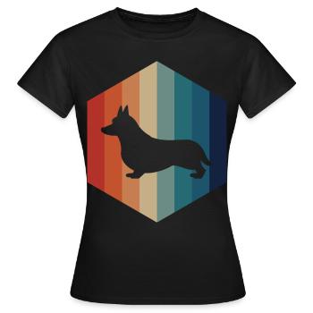 Corgi Vintage Hexagone - T-shirt Femme - noir - Devant - AI Model Female 172 dark (172cm)
