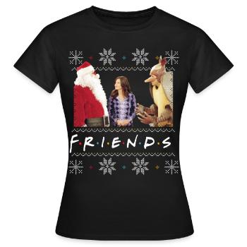 Friends X-Mas Santa Monica Holiday Armadillo - Women's T-Shirt - black - Front - AI Model Female 172 dark (172cm)