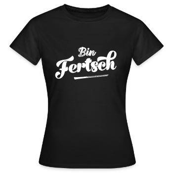 Fertsch Sachse Sachsen Sächsisch Ostendeutschland - Frauen T-Shirt - Schwarz - Vorne - AI Model Female 172 dark (172cm)