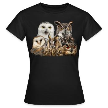 Owls - Women's T-Shirt - black - Front - AI Model Female 172 dark (172cm)