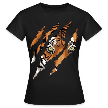 Tiger Krallen - Frauen T-Shirt - Schwarz - Vorne - AI Model Female 172 dark (172cm)