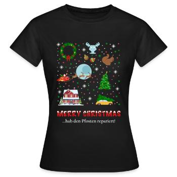 XMAS Merry Christmas Weihnachten Schöne Bescherung - Frauen T-Shirt - Schwarz - Vorne - AI Model Female 172 dark (172cm)