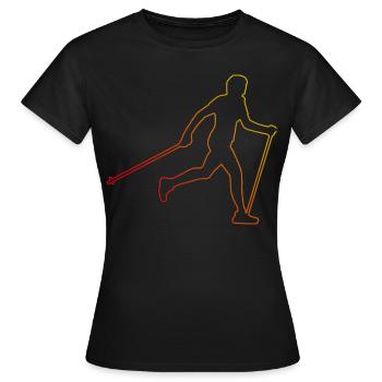 Walken Damen Nordic Walking Walker Herren - Frauen T-Shirt - Schwarz - Vorne - AI Model Female 172 dark (172cm)