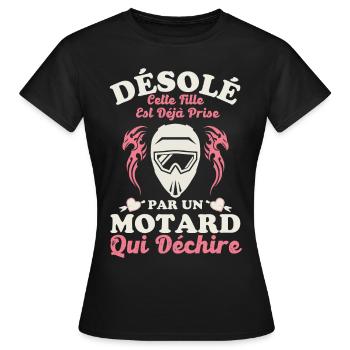 Amoureuse d un motard qui déchire 3 - T-shirt Femme - noir - Devant - AI Model Female 172 dark (172cm)