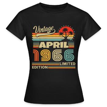 Avril 1966 Anniversaire Avril 1966 Avril - T-shirt Femme - noir - Devant - AI Model Female 172 dark (172cm)