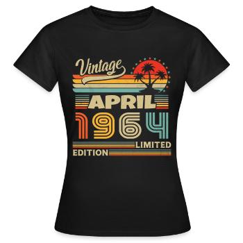 Avril 1964 Anniversaire Avril 1964 Avril - T-shirt Femme - noir - Devant - AI Model Female 172 dark (172cm)