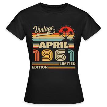 Avril 1961 Anniversaire Avril 1961 Avril - T-shirt Femme - noir - Devant - AI Model Female 172 dark (172cm)