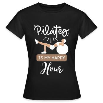 Pilates is my happy hour 1 - Women's T-Shirt - black - Front - AI Model Female 172 dark (172cm)