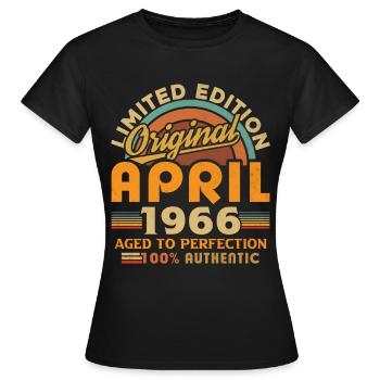 Avril 1966 Anniversaire Avril 1966 Avril - T-shirt Femme - noir - Devant - AI Model Female 172 dark (172cm)