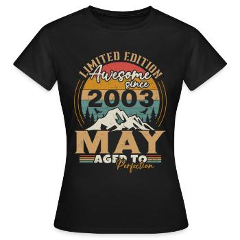 Mai 2003 Anniversaire Mai 2003 Mai - T-shirt Femme - noir - Devant - AI Model Female 172 dark (172cm)