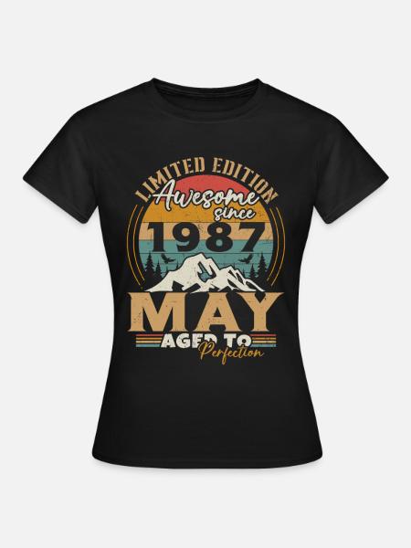 Mai 1987 Vintage Nées En Mai 1987 Anniversaire - T-shirt Femme - noir