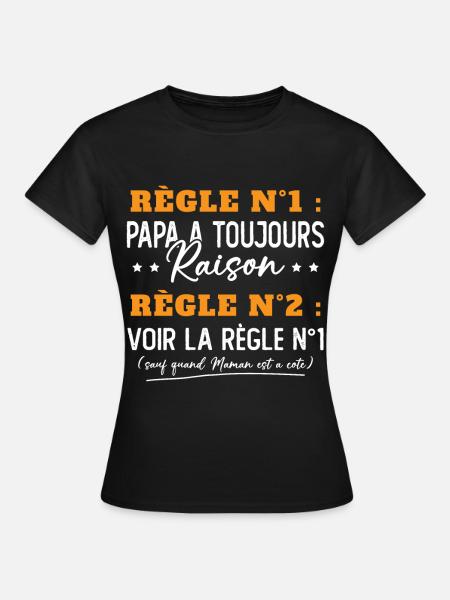 Humour Papa Maman Règles Cadeau - T-shirt Femme - noir