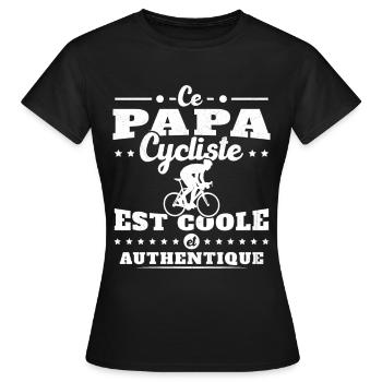 Ce papa cycliste est coole et authentique - T-shirt Femme - noir - Devant - AI Model Female 172 dark (172cm)