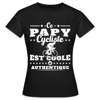Ce papy cycliste est coole et authentique - T-shirt Femme - noir - Devant - AI Model Female 172 dark (172cm)